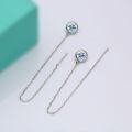 wholesale S925 Sterling Silver Moissanite Long Fringe Stud Earrings for Women, Small and Exquisite Minimalist Round Bubble Ear Accessories-0-1