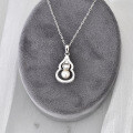 925 Silver Necklace with Pearl, Fashion Gourd Pendant, Simulated Moissanite D Color-0-2