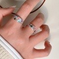 wholesale 925 Sterling Silver Korean Style INS Niche Design Textured Opal Moonstone Ring with Micro-Set Colorful Zircon-0-3