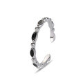 wholesale S925 Sterling Silver Black Resin Drip Adjustable Open Ring Minimalist Ins Finger Ring for Women-0-4