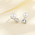 wholesale S925 Sterling Silver Rhinestone Earrings with Designer-inspired Cultured Pearls, Euro-American Style Cross-Border Diamond-Encrusted Earrings for Wholesale-0-2