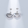 wholesale S925 silver designer-style natural garnet earrings with heart-shaped and unique design, featuring colored gemstone earrings-0-2