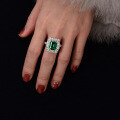 wholesale S925 Silver 4ct High-Carbon Diamond Ring 9*11 Emerald Cut Luxury Full Diamond Ring-0-2