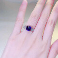 wholesale S925 Silver 8*8mm Royal Blue Sugar Loaf Square Ring Simple European and American Style AliExpress Model-0-3