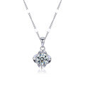 wholesale S925 Silver Four-Leaf Clover Moissanite Zirconia Minimalist Pendant Necklace-0-4