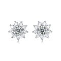 wholesale [925 Sterling Silver] Personality Sunflower Earrings with Moissanite, European and American Best-Selling Women's Pure Silver High-End Luxury Ear Studs-0-4