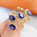 wholesale S925 Sterling Silver Red Elk Sapphire Ring Vintage New Chinese Style INS Sweet and Versatile Gift Ring-0-3