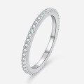 Sterling Silver Full Pave Moissanite Ring, Women's Minimalist Ins Style Stackable Tail Ring-0-2