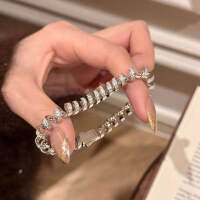 wholesale S925 Sterling Silver Full Diamond Luxury Telephone Coil Bracelet, New Design by Zhuozhifan Jewelry, Fashionable and Sophisticated-B152 Platinum Telephone Cord Bracelet 18cm【Suitable for 16-18cm】