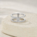 925 Silver Moissanite Letter H Cross Ring for Women-0-2