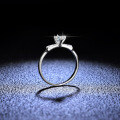 925 Silver Moissanite Ring Women's Bow Flower Diamond-0-1