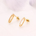 wholesale 14k Gold Plated S925 Silver Japanese INS Style Marquise Natural White Crystal Earrings-0-5