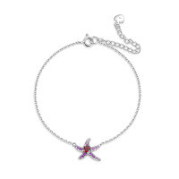 wholesale 925 Sterling Silver Minimalist Ins Style Starfish Bracelet Natural Amethyst Garnet Gemstone Bracelet for Women Live-Starfish natural garnet bracelet