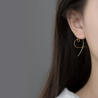 wholesale S925 silver Japanese minimalist linear heart earrings, elegant and fresh heart-shaped earrings G8251-S925 silver earrings gold 925 silver