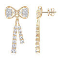 S925 Sterling Silver D-color Moissanite Bow Earrings-0-2