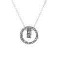 wholesale S925 Sterling Silver Retro Vintage Six-Character Mantra Necklace with Creative Double Ring Clasp Design Elegant Collarbone Chain-0-4