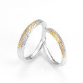 wholesale 925 Sterling Silver Sunset Golden Mountain Couple Ring, Small and Minimalist, High-end Ins Style Unisex Open Adjustable Band for Qixi Festival-0-4