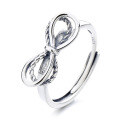 wholesale S925 Sterling Silver Korean-style Creative Minimalist Ins-style Bow Line Double-layer Hollow Open Ring-0-4