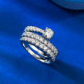 wholesale S925 Sterling Silver Zircon Inlaid Serpentine Multi-Layer Spiral Twisted Ring Live Cross-Border-0-2