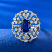 wholesale 925 Sterling Silver Full Setting 6* Royal Blue Baguette-R880 Royal Blue Ring  Size 8