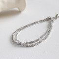wholesale ST140 Korean-style S925 sterling silver versatile double-layer zirconia pave adjustable bead bracelet for women-0-1