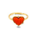 wholesale 925 Silver Japanese and Korean Light Luxury Pure Silver Small Jewelry Wholesale, Retro Elegant Peach Heart Small Red Heart Agate Ring for Women, Open Adjustable-0-1
