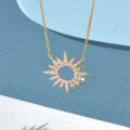 wholesale S925 Gold Plated 14K Minimalist Sparkling Zircon Star Pendant Women's Necklace, Trendy Collarbone Chain-0-3