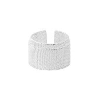 wholesale S925 Sterling Silver Korean Dark Style Wide Band Textured Design Gauze Ring for Women-Silver [No. 13/Adjustable] Opening adjustable