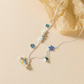wholesale 990 Sterling Silver Small Fresh Enamel Drip Oil Necklace, Ins-style Colorful Floral Bag Necklace Y02149-0-1