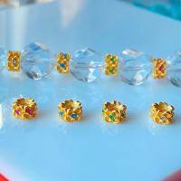 wholesale S925 silver gold-plated four-leaf flower spacer beads for DIY bracelets and necklaces, large-hole original accessories, versatile pure silver-A white diamond flower