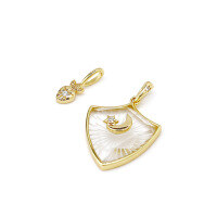 wholesale Gold-plated sterling silver with new ice-transparent white crystal and white zircon double pendant necklace accessory, source factory-Sterling Silver Crystal Double Pendant 925 Silver