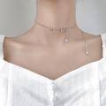 wholesale S925 Sterling Silver Shiny Diamond Butterfly Tassel Necklace Simple and Versatile Elegant Flower Socialite Design Sense Collarbone Chain D7032-0-0
