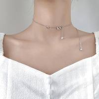 wholesale S925 Sterling Silver Shiny Diamond Butterfly Tassel Necklace Simple and Versatile Elegant Flower Socialite Design Sense Collarbone Chain D7032-S925 Silver Necklace 925 Silver