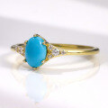wholesale Vintage elegant synthetic turquoise ring for women in gold, high-quality S925 sterling silver inlaid with gemstone-0-4