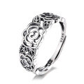 wholesale S925 Sterling Silver Korean Dongdaemun Ins Light Luxury Style Elegant Rose Pattern Index Finger Open Ring for Women-0-4