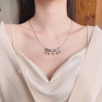 wholesale 990 Sterling Silver Ethnic Style Simple and Unadorned Bamboo Knot Long Pendant with Bell and Tassel DIY Accessory-141PM/B single pendant approximately 4.7g