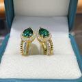 Sterling Silver Lab-Created Emerald Moissanite Earrings-0-4