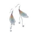wholesale S925 Sterling Silver Korean Style Small Fresh Butterfly Wing Shell Pearl Synthetic Pearl Long Earrings E5272-0-4