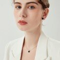 wholesale S925 Silver Plated with Heart Black Agate Necklace Set, Ins Niche High-End Custom Silver Jewelry for Women Wholesale-0-1