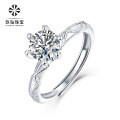 S925 Silver Moissanite Six-Claw Light Luxury Adjustable Ring-0-41