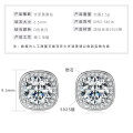 925 Sterling Silver Square Double Prong Single Stone D Color Moissanite Earrings-0-22