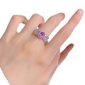 wholesale S925 Sterling Silver 6*8 Pink Oval High-End Lace Fashion Ring for Women-0-4