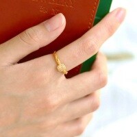 wholesale S925 Sterling Silver Creator's Hit Sweet Yellow Diamond Small Sugar Cube Ring for Women, Exquisite Fashion Design Adjustable Index Finger Ring-Small Sugar Cube Ring - White Gold &gt; Adjustable Opening