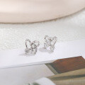 wholesale S925 Sterling Silver Sweet and Fashionable Heart-shaped Diamond Stud Earrings for Women with a Sense of Design-0-2