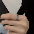 wholesale S925 Sterling Silver European and American Retro Interlocking Chain Open-End Fashion Unisex Ring-0-3