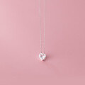 wholesale S925 Sterling Silver Korean Style Minimalist Fashion Single Diamond Heart Necklace Summer Fresh and Sweet Choker D8576-0-4
