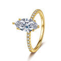 Sterling Silver Marquise Moissanite Ring, Simple Classic Style-0-3