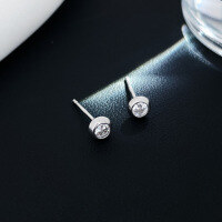 wholesale 925 Sterling Silver Zircon Stud Earrings For Women-White gold zircon