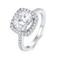925 Sterling Silver Moissanite Micro-Set Square Ring-0-3