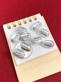 wholesale 999 Sterling Silver 3D Double-Sided Money Silver Beaded Spacer Silver Tube Handmade Braided Rope DIY Silver Accessories Chinese Style Silver Ornaments-Qian Duoduo (14.8*10*8.3mm)